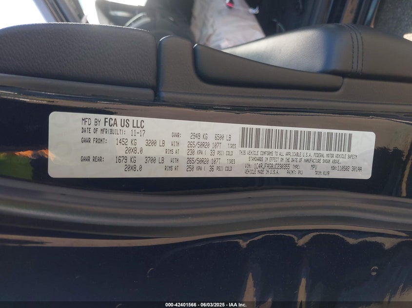 VIN 1C4RJFAG8JC230355 2018 JEEP GRAND CHEROKEE ALTITUDE 4X4