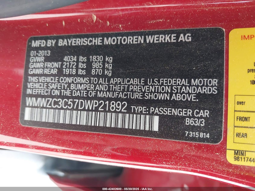 2013 MINI COUNTRYMAN COOPER S - WMWZC3C57DWP21892