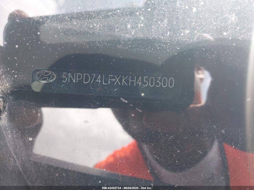 2019 Hyundai Elantra Se VIN: 5NPD74LFKKH450300 Lot: 42402724