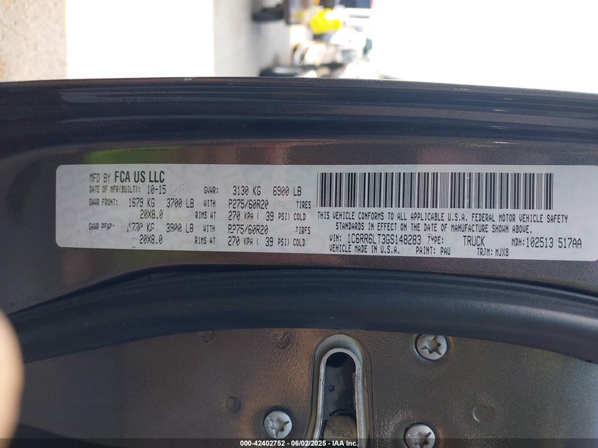 2016 RAM 1500 LONE STAR - 1C6RR6LT3GS148283