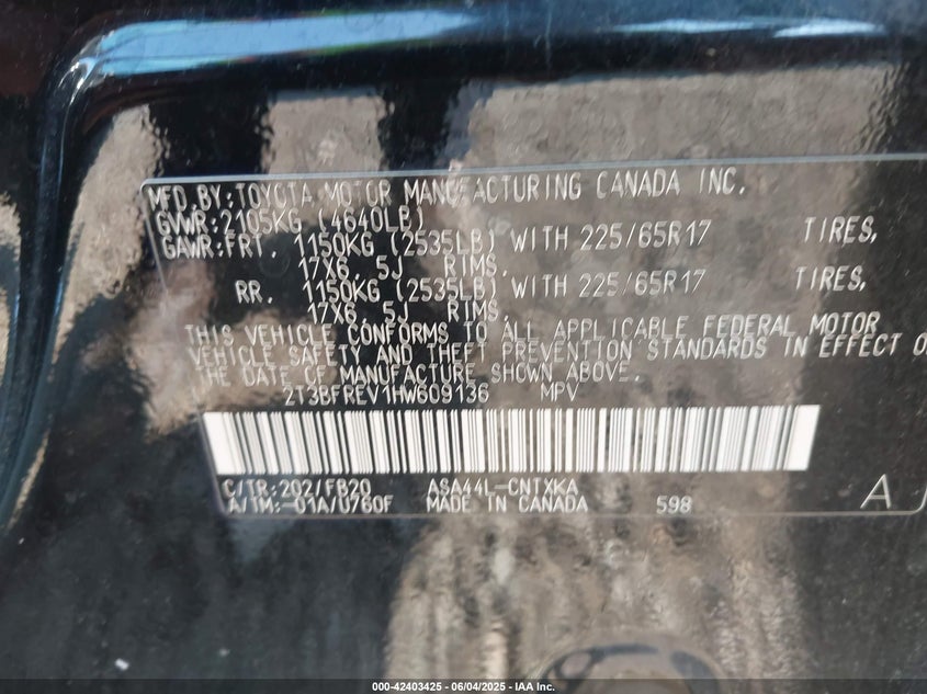 2017 TOYOTA RAV4 LE - 2T3BFREV1HW609136