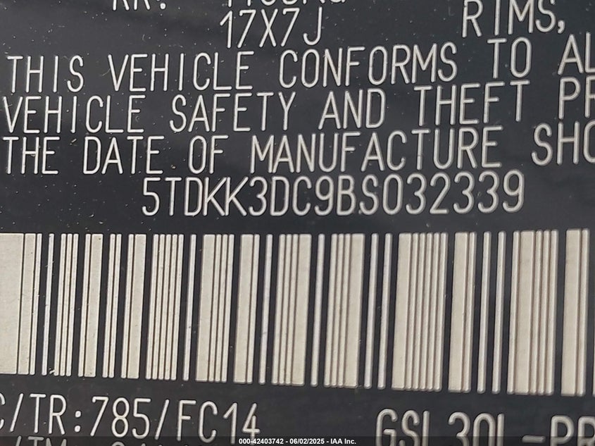 2011 Toyota Sienna Le V6 VIN: 5TDKK3DC9BS032339 Lot: 42403742