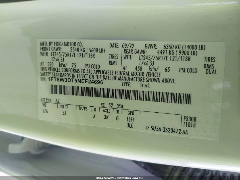 2022 Ford F-350 - 1FT8W3DT5NEF24696