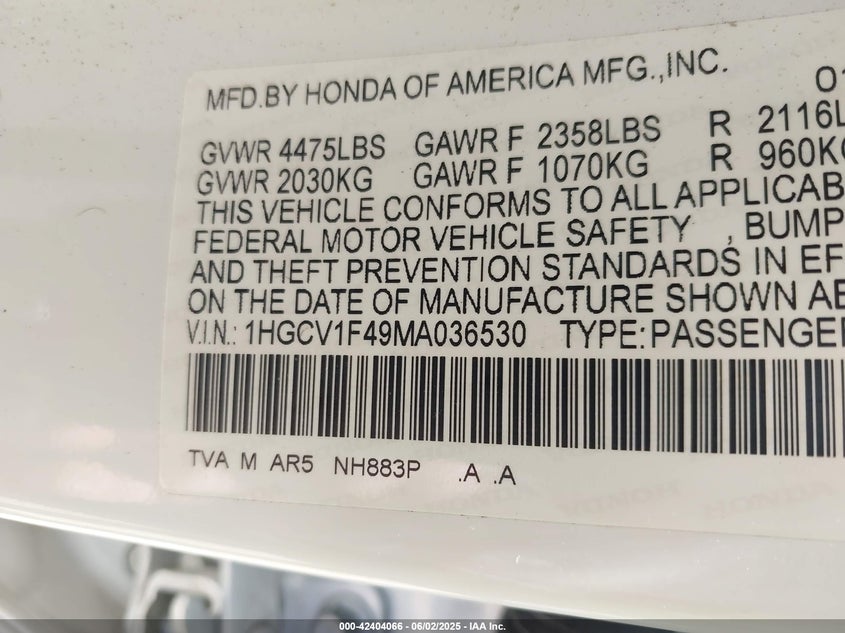 2021 HONDA ACCORD SPORT SPECIAL EDITION - 1HGCV1F49MA036530