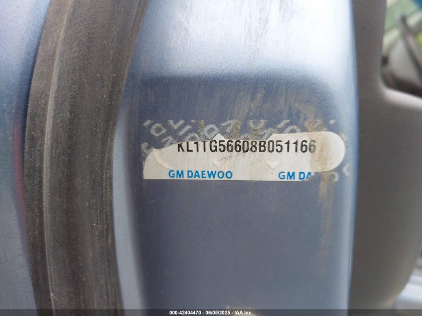 2008 CHEVROLET AVEO VIN: KL1TG56608B051166