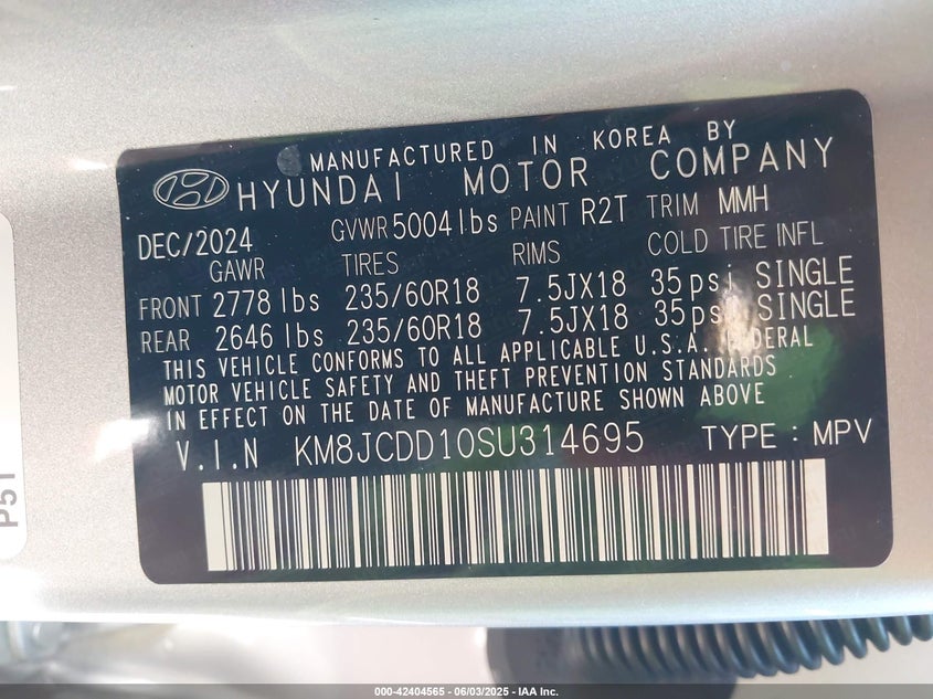 2025 HYUNDAI TUCSON HYBRID SEL CONVENIENCE - KM8JCDD10SU314695