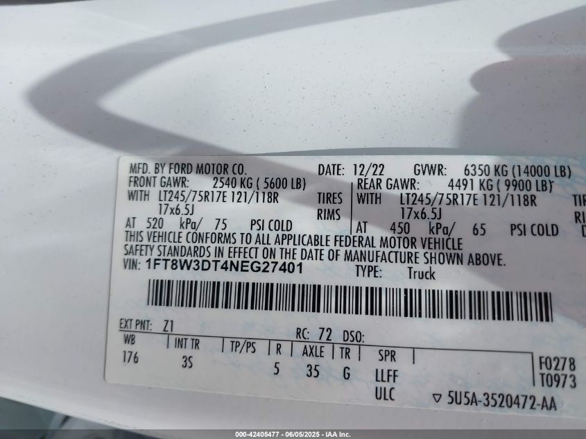 2022 Ford F-350 - 1FT8W3DT4NEG27401
