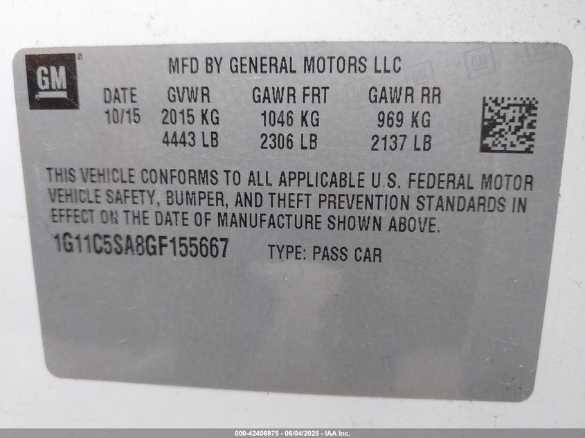 2016 CHEVROLET MALIBU LIMITED LT - 1G11C5SA8GF155667