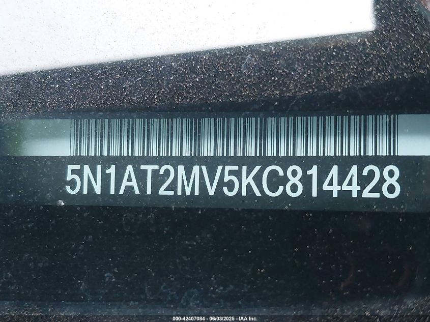 2019 Nissan Rogue S VIN: 5N1AT2MV5KC814428 Lot: 42407084