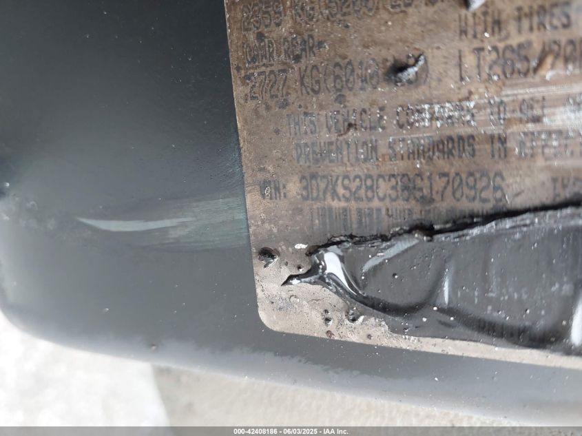 2006 Dodge Ram 2500 Slt/Trx4 Off Road/Sport/Power Wagon VIN: 3D7KS28C36G170926 Lot: 42408186