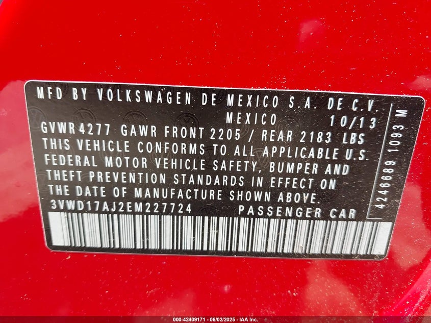 2014 VOLKSWAGEN JETTA 1.8T SE - 3VWD17AJ2EM227724