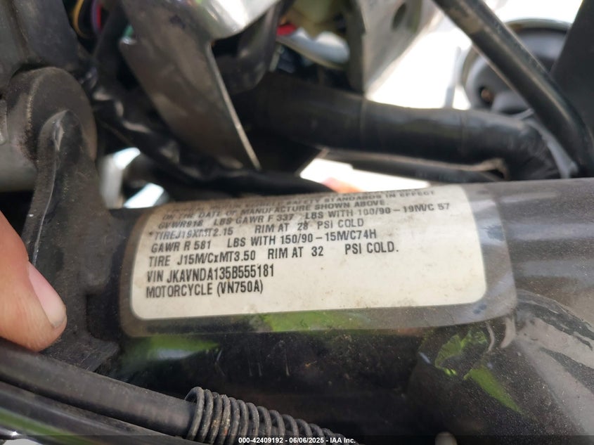 2005 KAWASAKI VN750 JKAVNDA135B555181