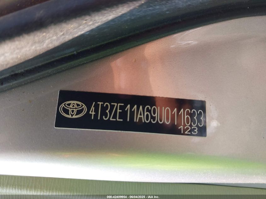 2009 Toyota Venza VIN: 4T3ZE11A691011633 Lot: 42409954