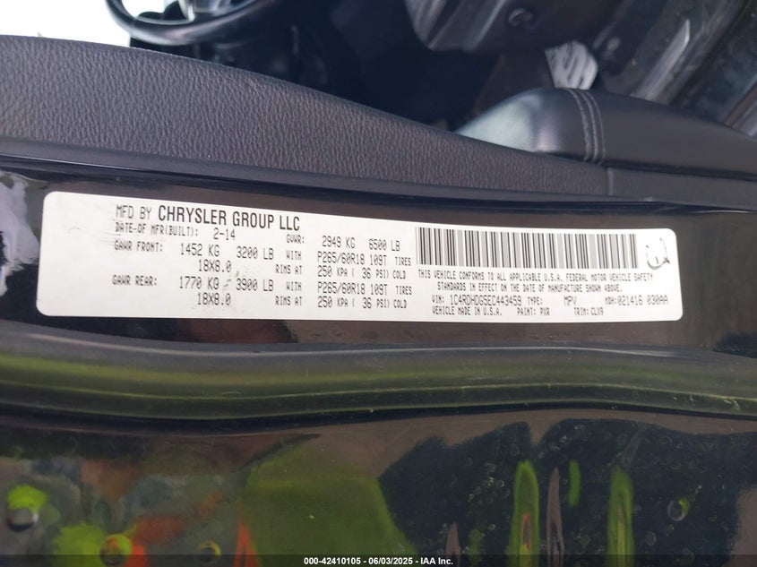 2014 DODGE DURANGO LIMITED - 1C4RDHDG5EC443459