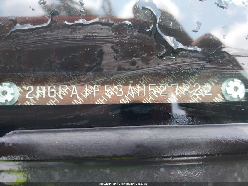 2010 Honda Civic Lx VIN: 2HGFA1F53AH527822 Lot: 42410810