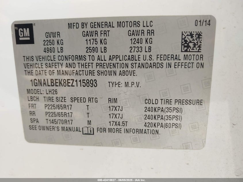 2014 CHEVROLET EQUINOX 1LT - 1GNALBEK8EZ115893