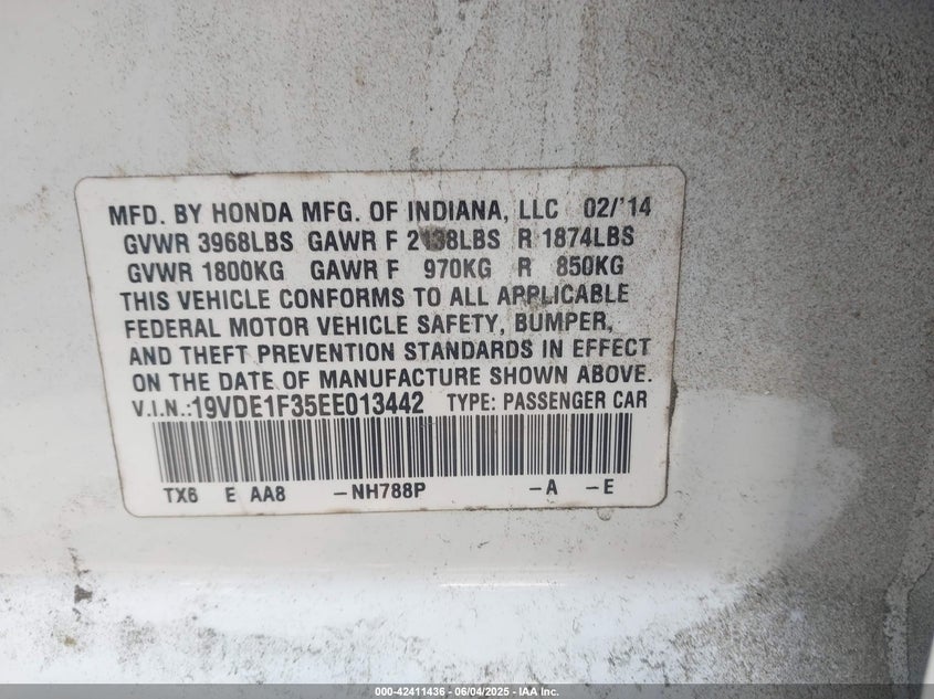 2014 ACURA ILX 2.0L - 19VDE1F35EE013442