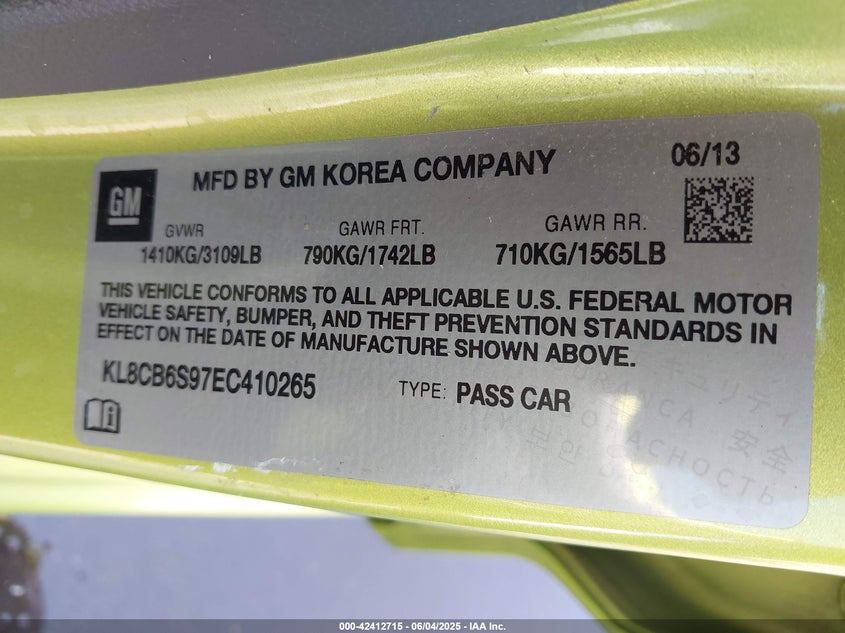 2014 CHEVROLET SPARK LS AUTO - KL8CB6S97EC410265