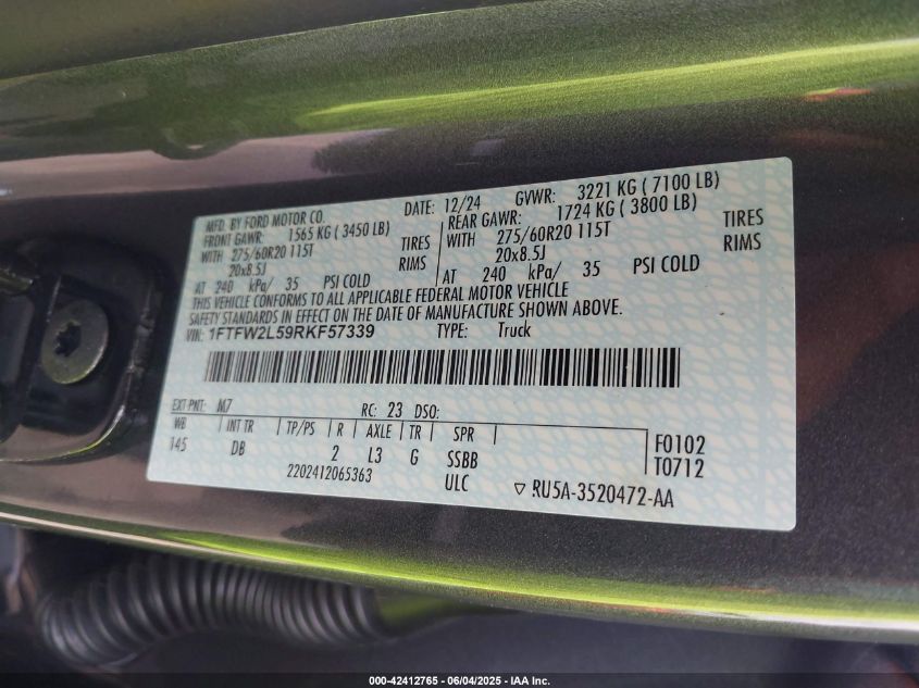 2024 Ford F-150 - 1FTFW2L59RKF57339