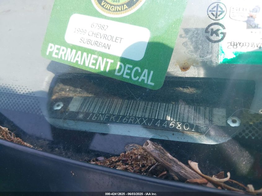 1999 Chevrolet Suburban 1500 VIN: GFNK16RXXJ446801 Lot: 42412825