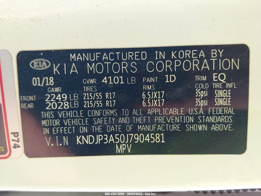 2018 KIA SOUL VIN: KNDJP3A50J7904581