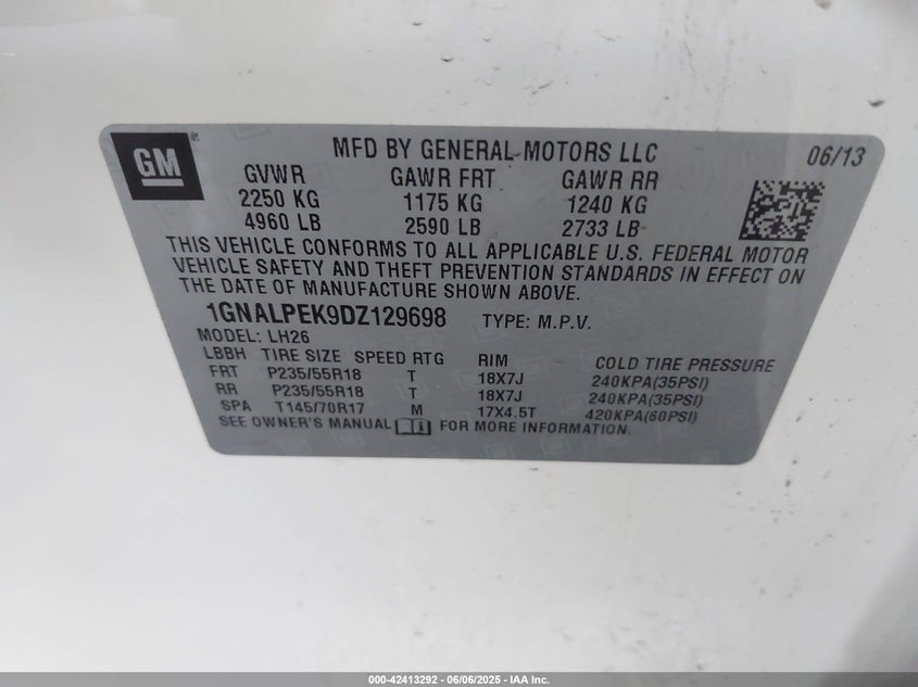 2013 CHEVROLET EQUINOX 2LT - 1GNALPEK9DZ129698