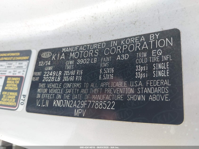 2015 KIA SOUL - KNDJN2A29F7788522