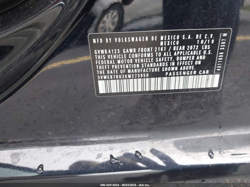 2019 VOLKSWAGEN JETTA 1.4T SEL - 3VWEB7BU2KM273950