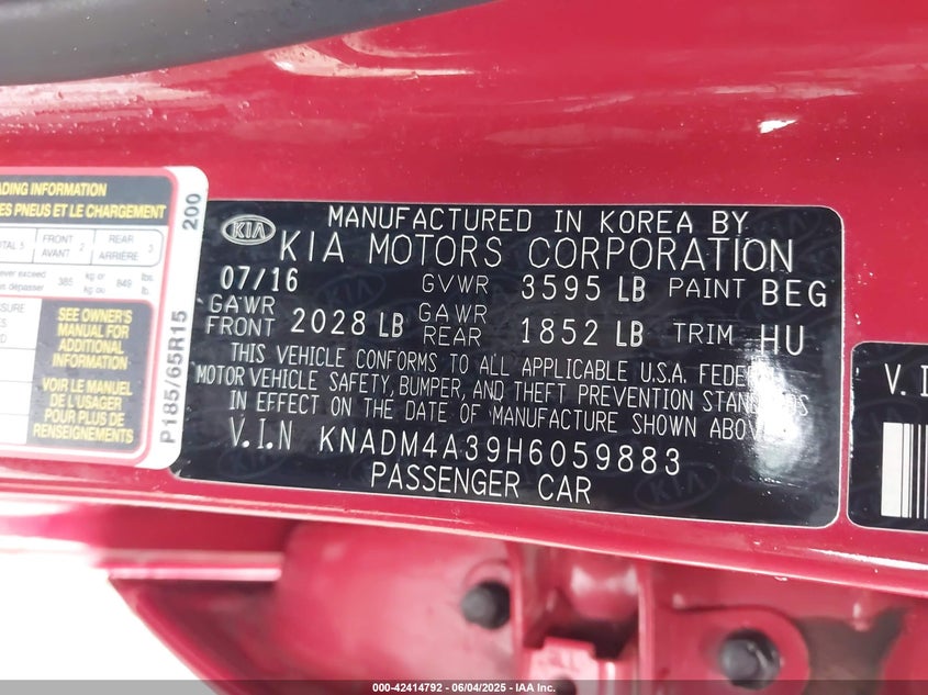 2017 KIA RIO LX - KNADM4A39H6059883