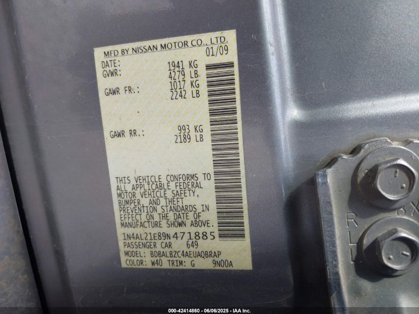 2009 Nissan Altima VIN: OWNERISNOTANO Lot: 42414860