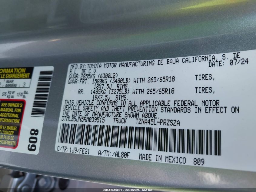 2024 Toyota Tacoma - 3TMLB5JN5RM039515