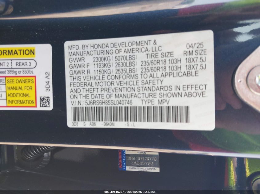 2025 Honda CR-V - 5J6RS6H85SL040746