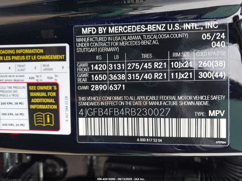 2024 Mercedes-Benz GLE-Class - 4JGFB4FB4RB230027