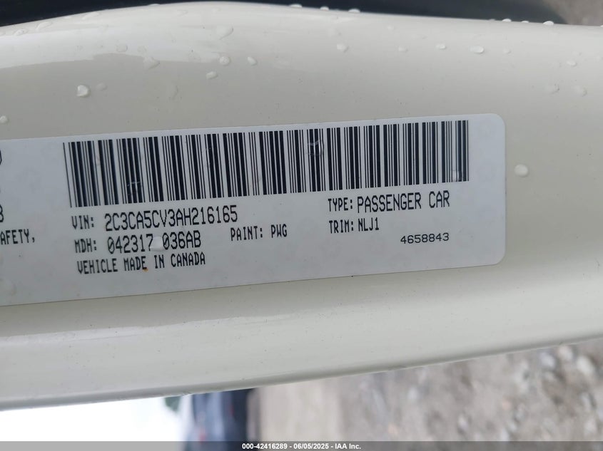 2010 CHRYSLER 300 VIN: 2C3CA5CV3AH216165