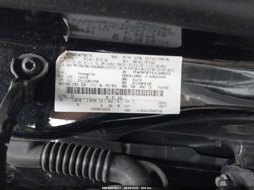 2018 FORD FOCUS VIN: 1FADP3F24JL248653