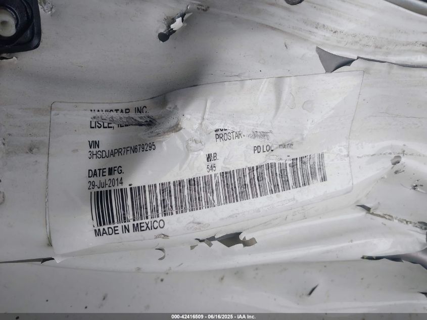 2015 International Prostar VIN: 3HSDJAPR7FN679295 Lot: 42416509