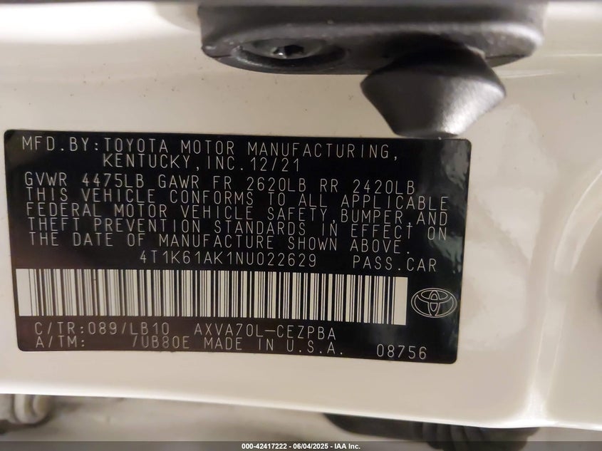 2022 TOYOTA CAMRY XSE - 4T1K61AK1NU022629