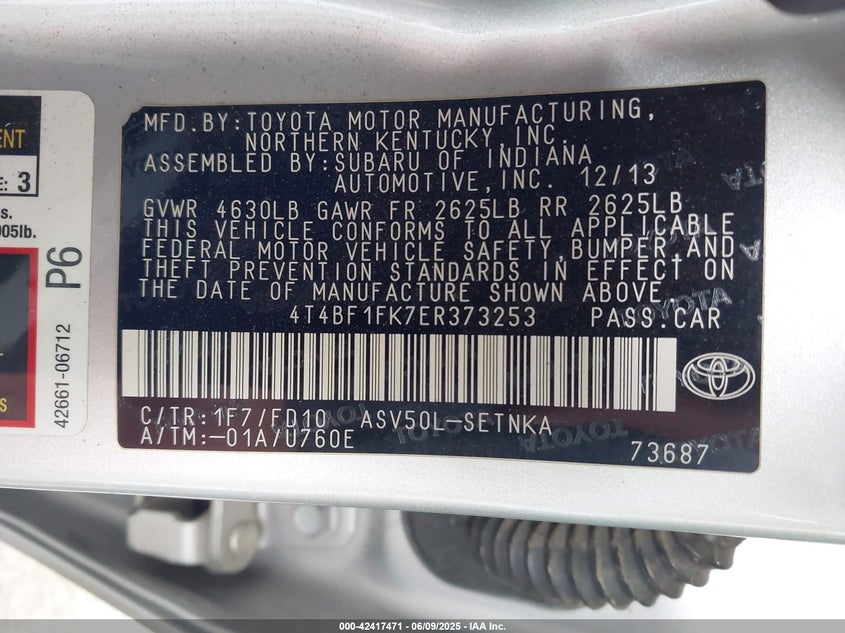 2014 TOYOTA CAMRY LE - 4T4BF1FK7ER373253