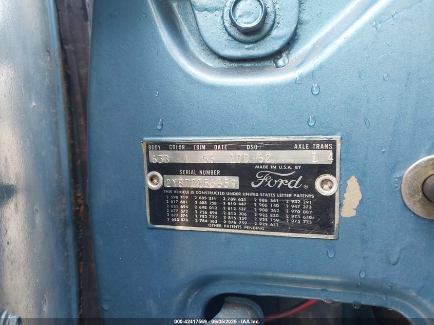 1962 Ford Thunderbird VIN: 2Y87Z156659 Lot: 42417569