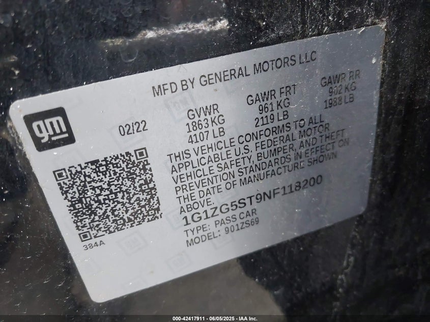 2022 CHEVROLET MALIBU FWD RS - 1G1ZG5ST9NF118200