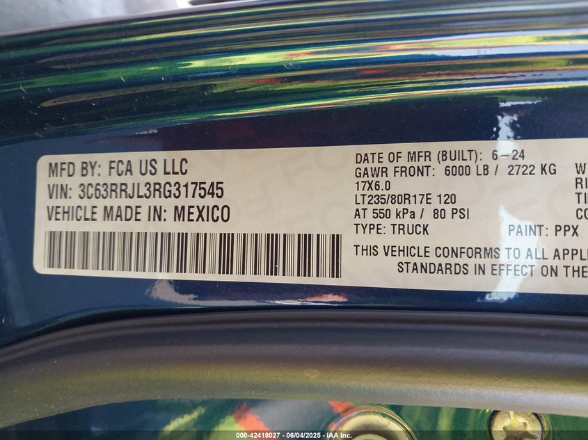 2024 RAM 3500 (VIN: 3C63RRJL3RG317545