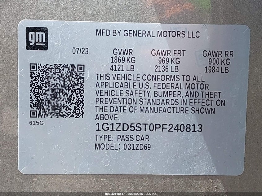 2023 CHEVROLET MALIBU FWD 1LT - 1G1ZD5ST0PF240813