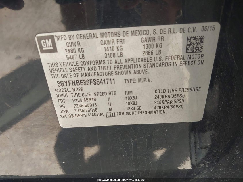 2015 CADILLAC SRX LUXURY COLLECTION - 3GYFNBE36FS641711