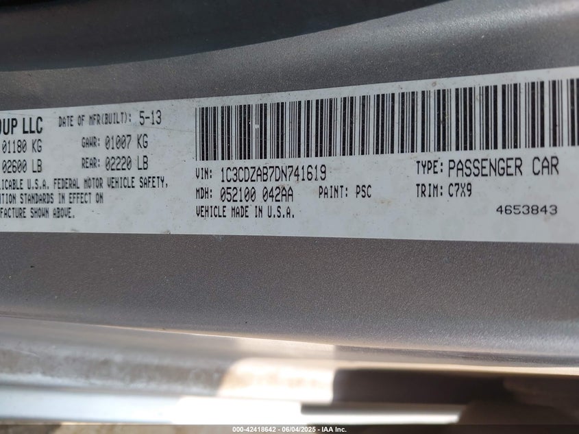 2013 DODGE AVENGER SE - 1C3CDZAB7DN741619