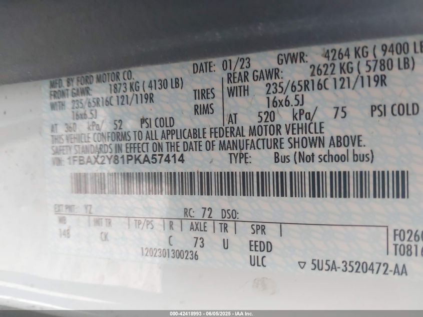 2023 Ford Transit-350 - 1FBAX2Y81PKA57414