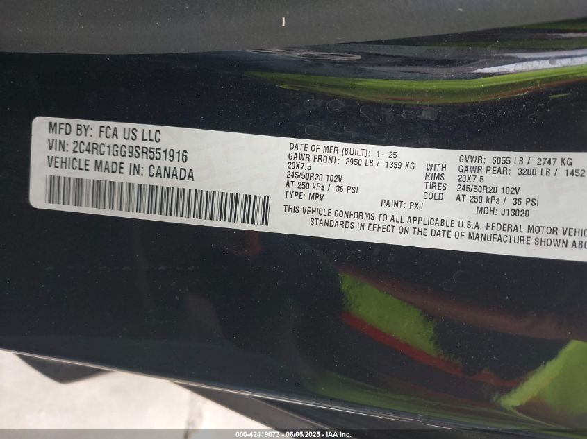 2025 Chrysler Pacifica - 2C4RC1GG9SR551916