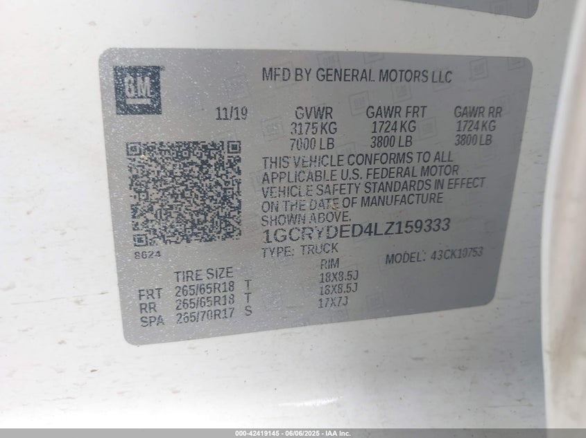 2020 CHEVROLET SILVERADO 1500 4WD DOUBLE CAB STANDARD BED LT - 1GCRYDED4LZ159333