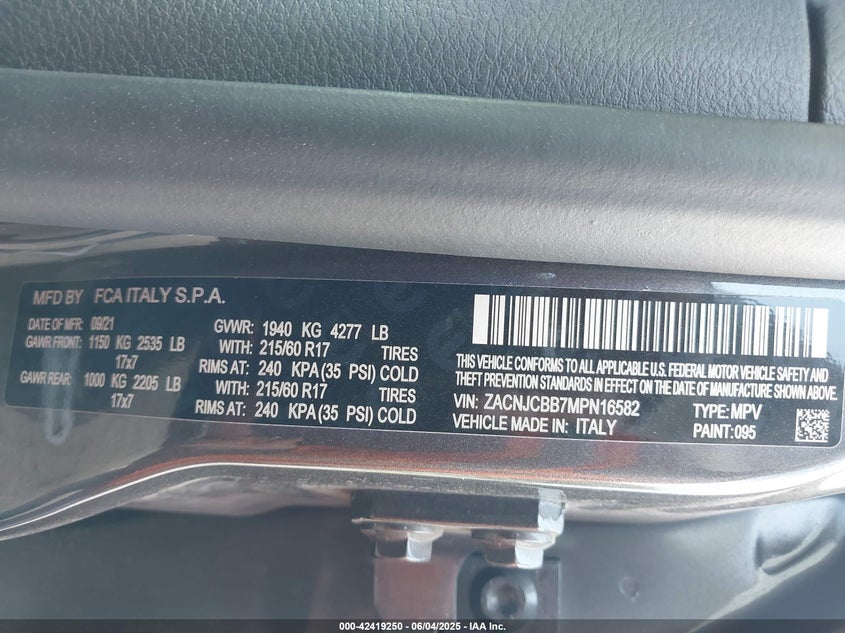 2021 JEEP RENEGADE LATITUDE FWD - ZACNJCBB7MPN16582