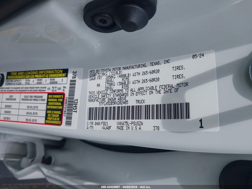 2024 TOYOTA TUNDRA SR5 4WD - 5TFLA5DB5RX202405