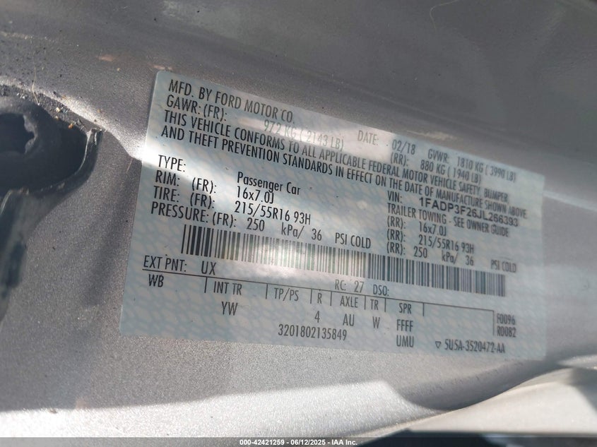 2018 FORD FOCUS SE - 1FADP3F26JL266393